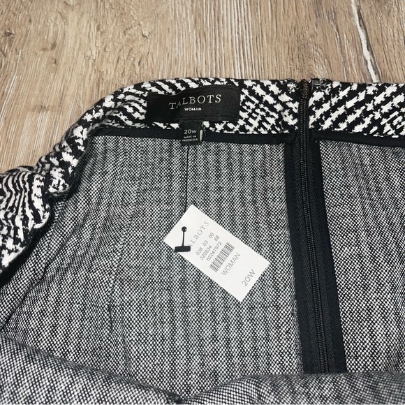 Talbots Women Midi Skirt 20 Black White Houndstooth Preppy Teacher Style ID5242 - Picture 3 of 12